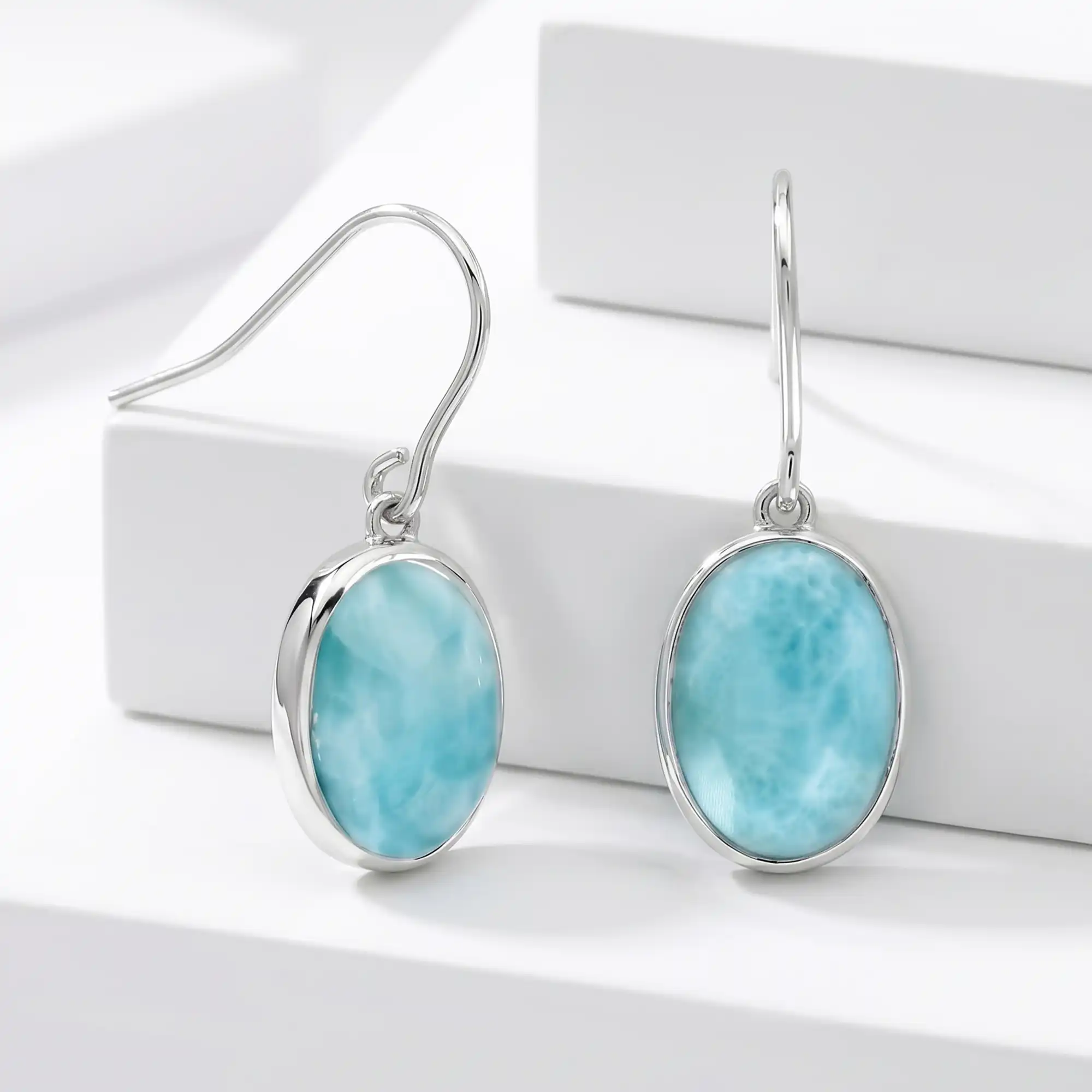 LARIMAR Oval Earrings