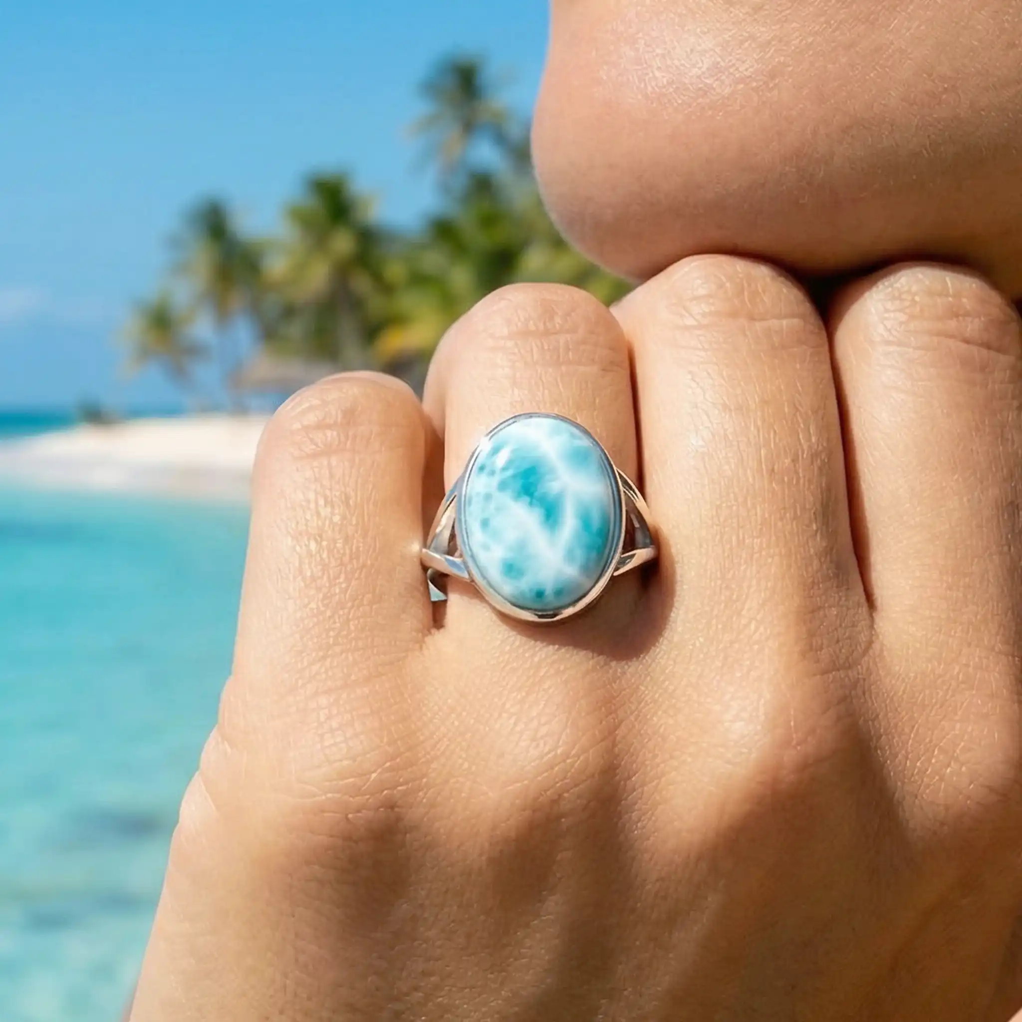 Larimar Ring in sterling silver 