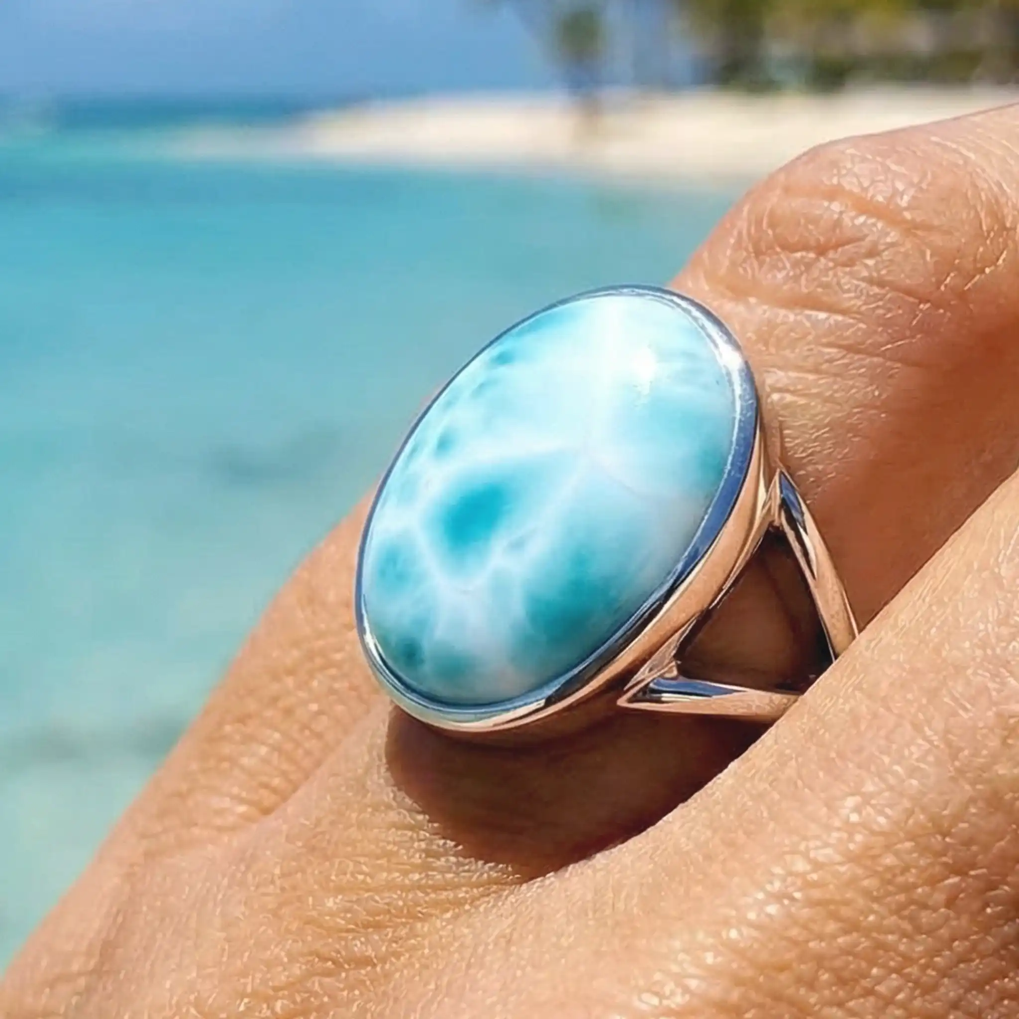 Larimar Ring in sterling silver 
