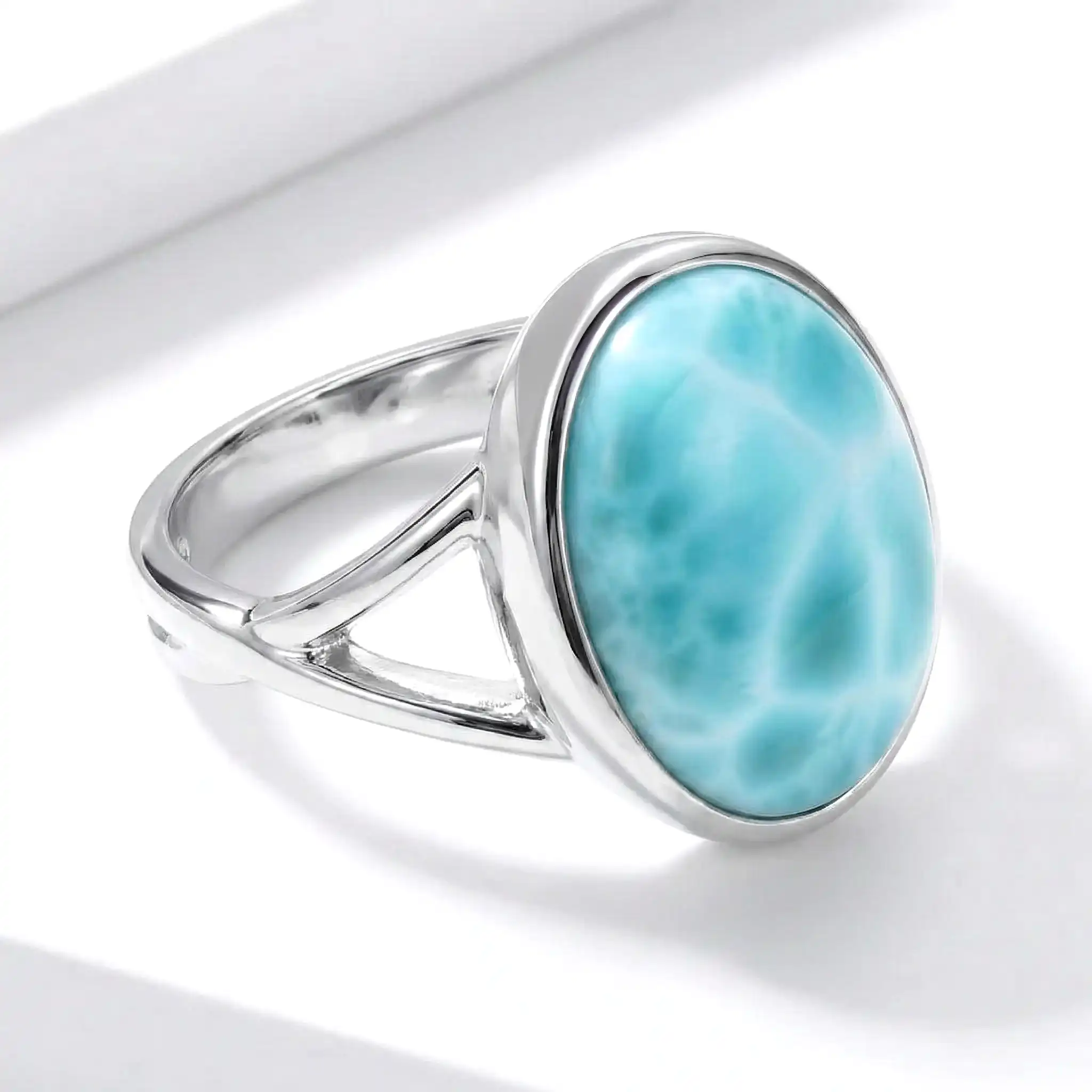 Larimar Ring in sterling silver 