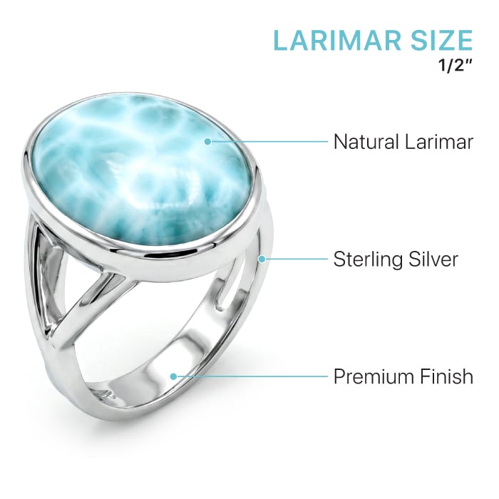 Larimar Oval Ring Sterling Silver Marahlago