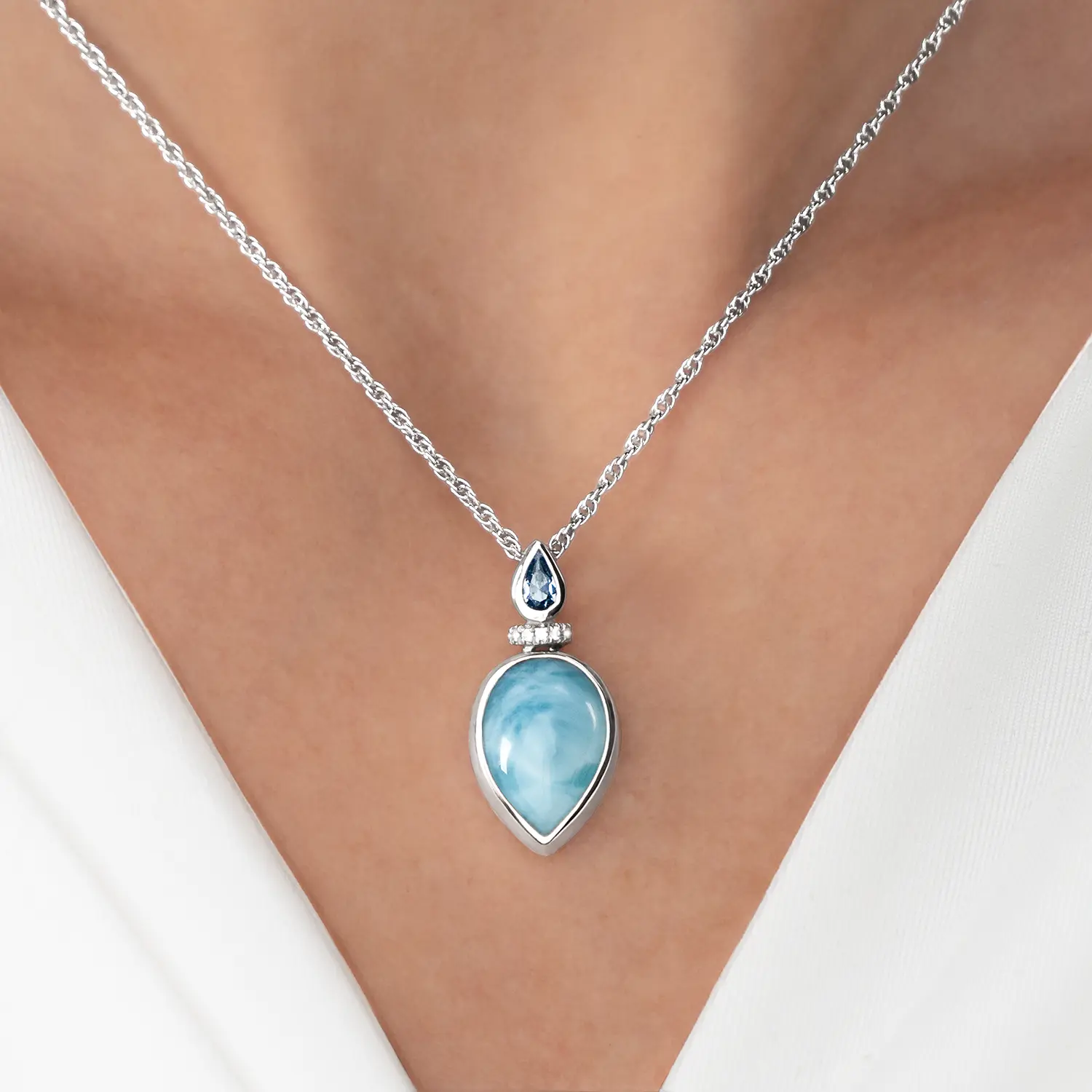 Esme Larimar Necklace in sterling silver by Marahlago