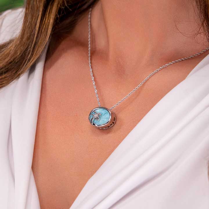 Palm Tree Pendant with Larimar