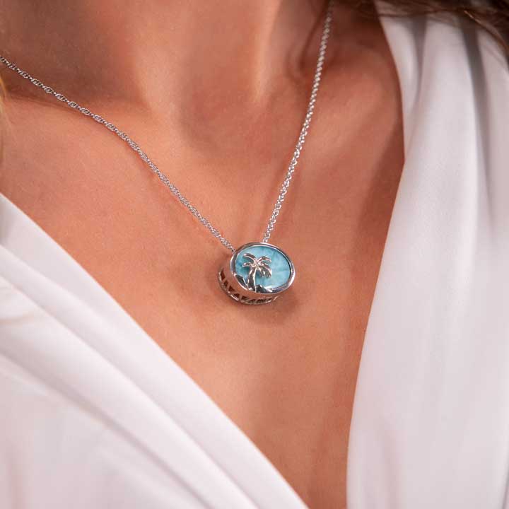 Model wearing Palm Tree Pendant