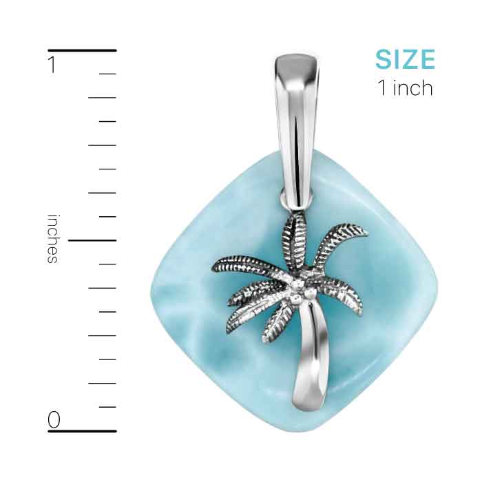 Palm Tree Necklace in sterling silver Larimar 