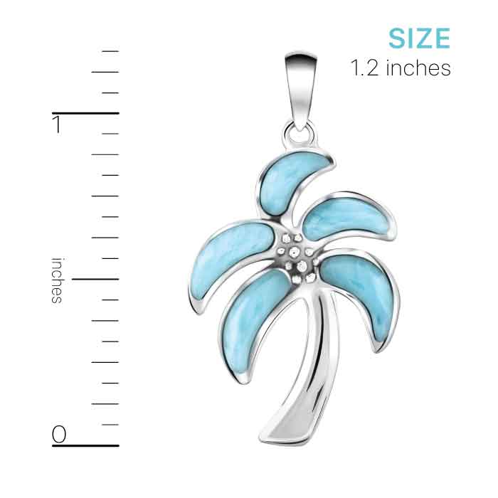 Silver Palm Tree Necklace with  larimar  by Marahlago