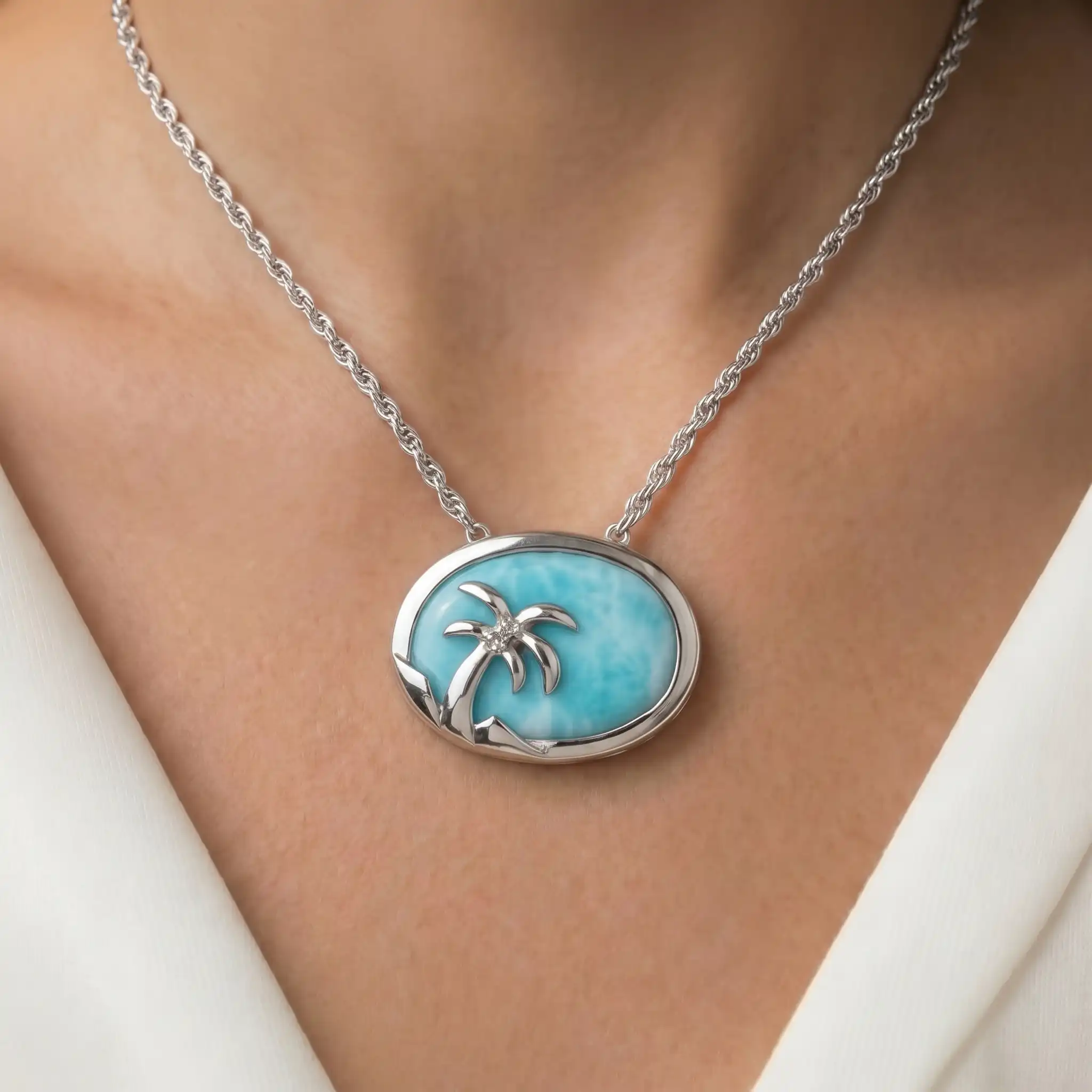 Larimar Palm Tree Pendant