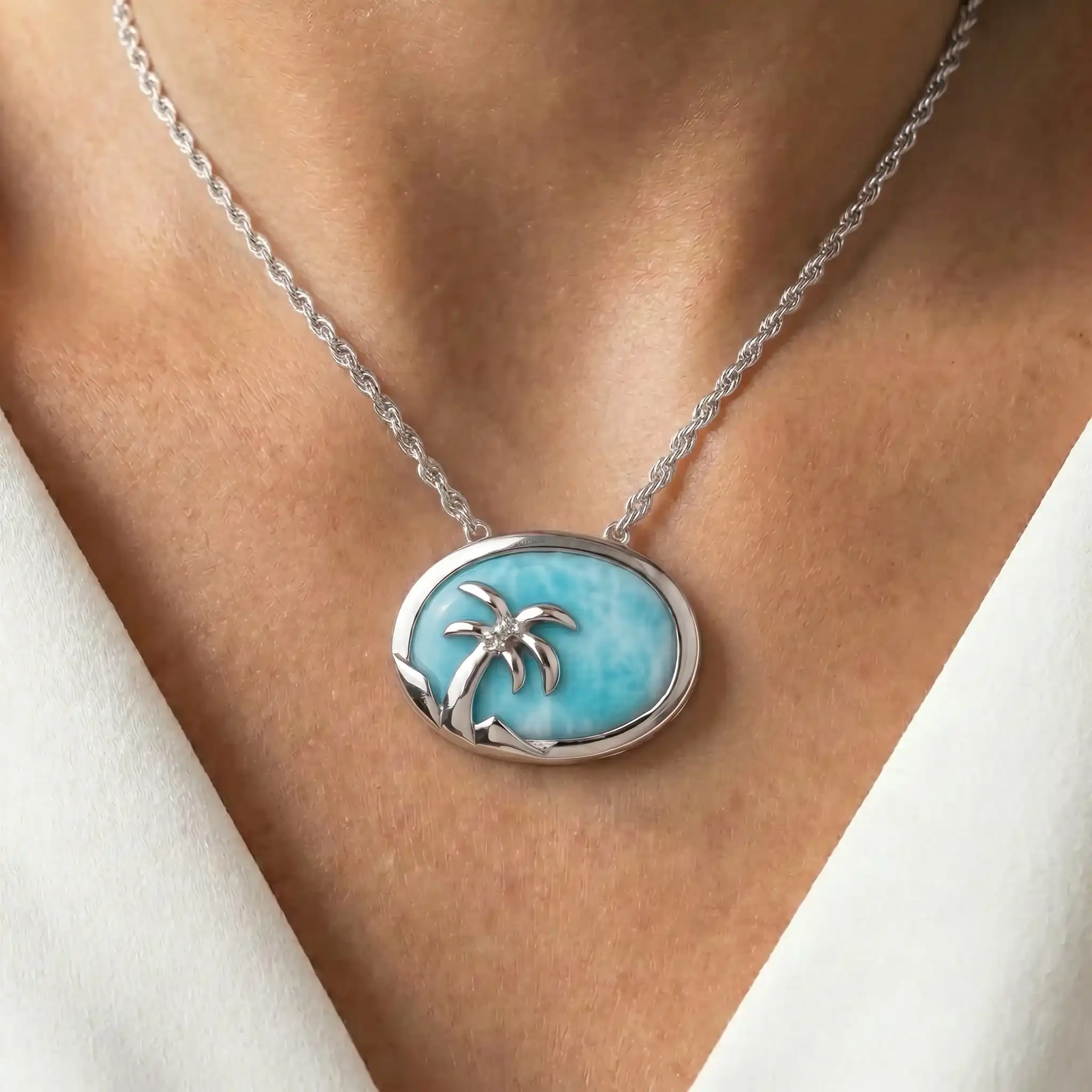 Larimar Palm Tree Pendant