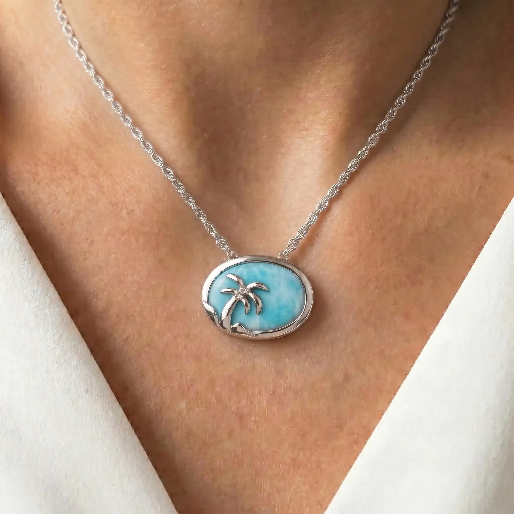 Larimar Palm Tree Pendant