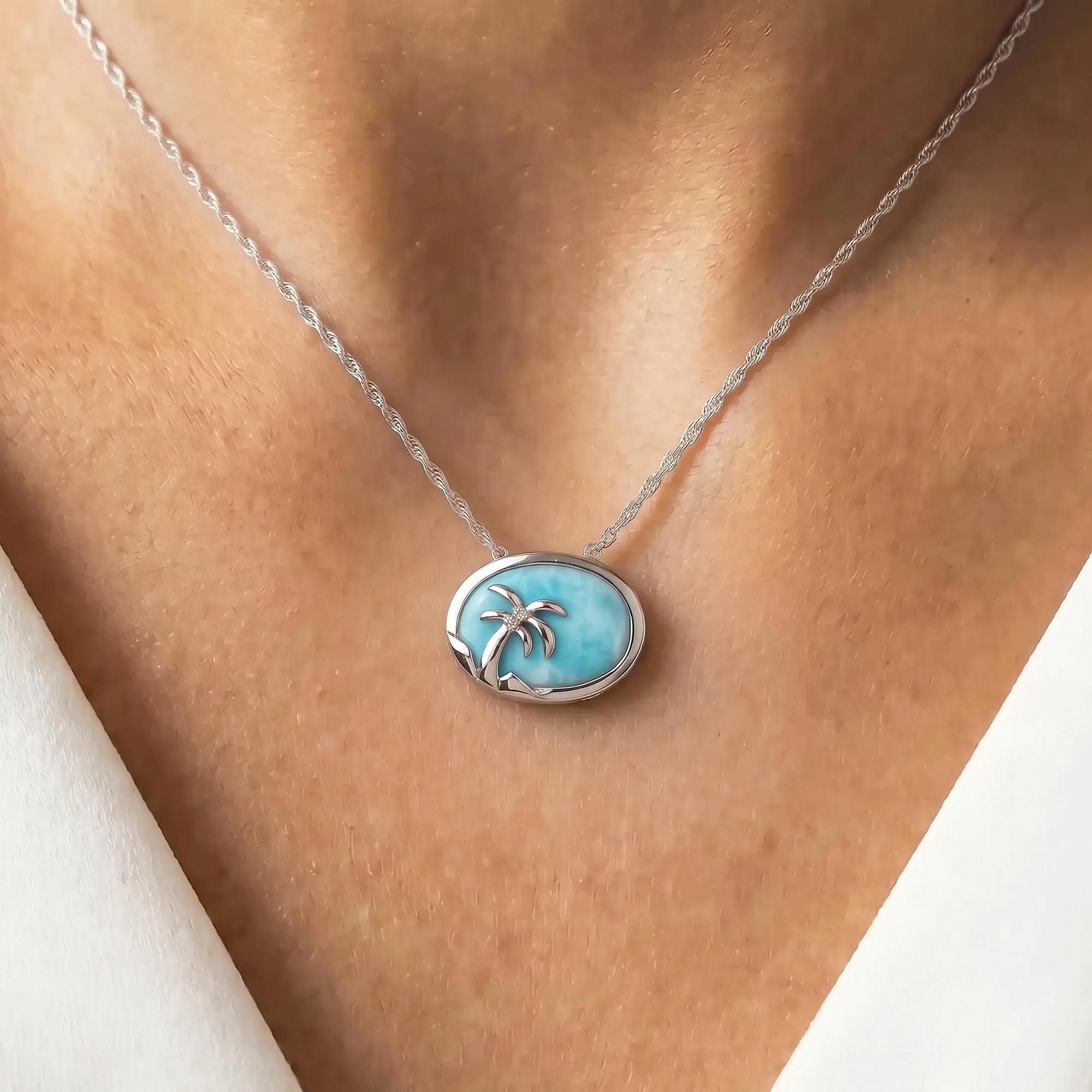 Larimar Palm Tree Pendant