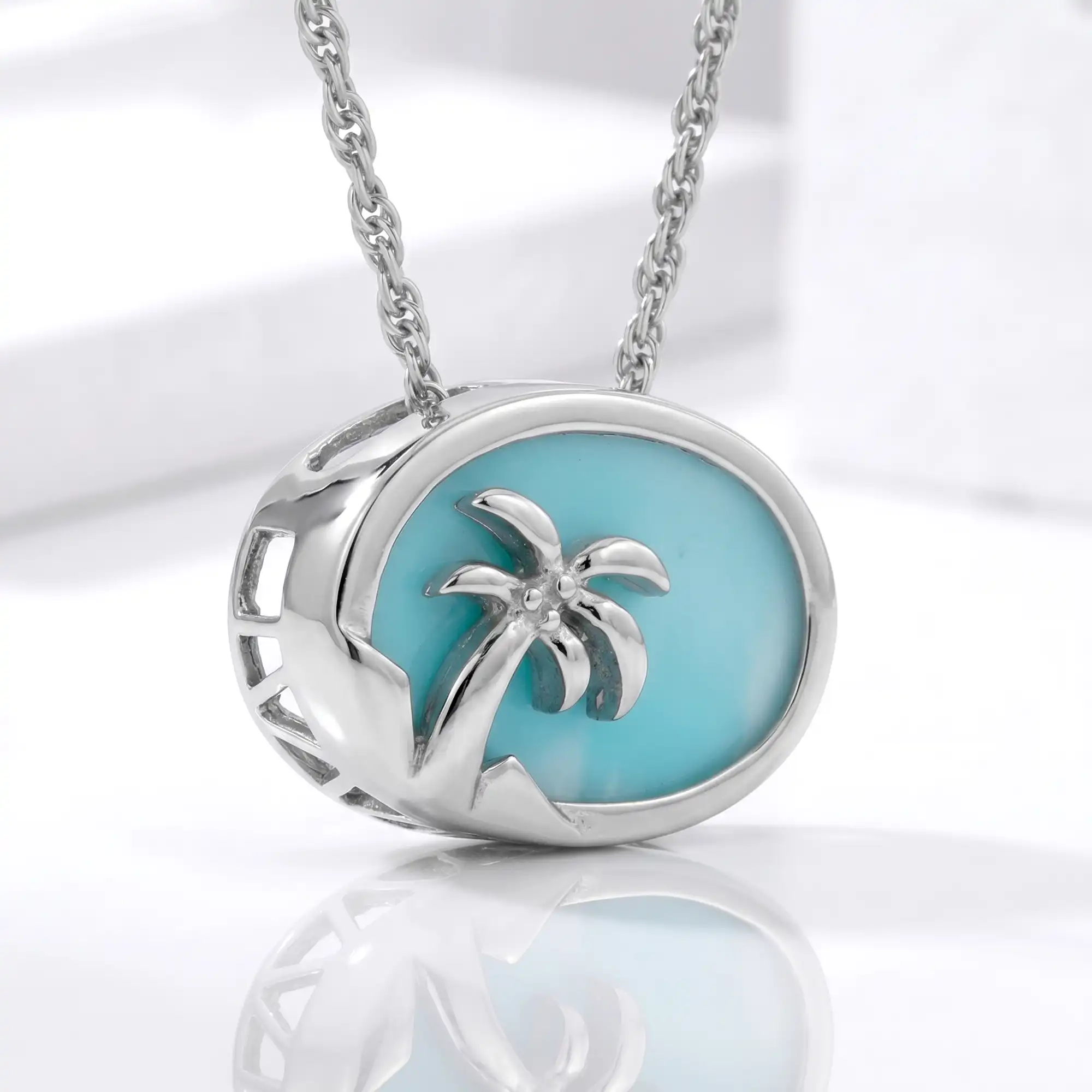 Larimar Palm Tree Pendant