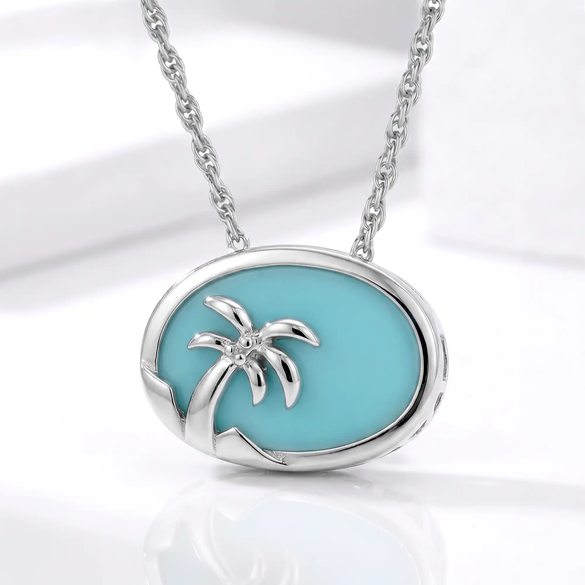 Larimar Palm Tree Pendant