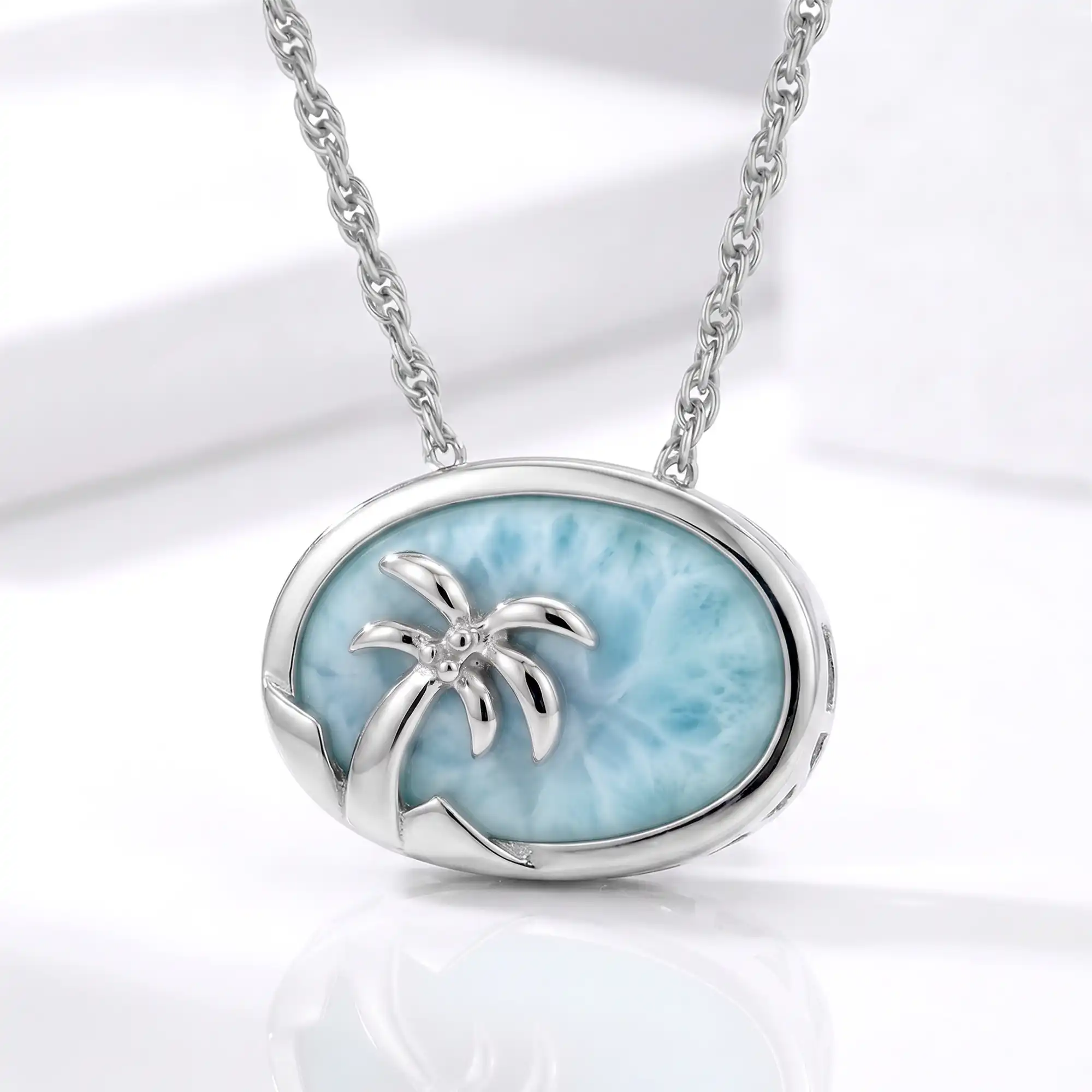 Larimar Palm Tree Pendant