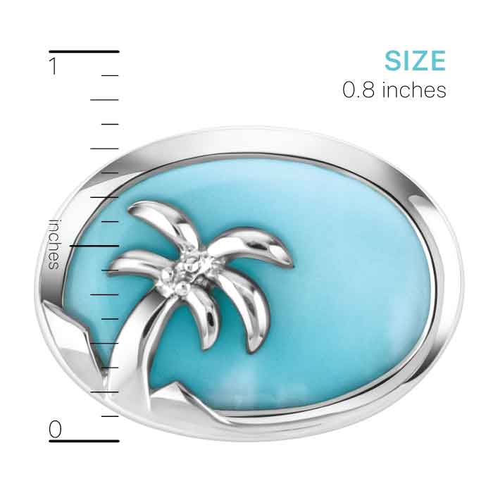 Palm Tree Pendant in sterling silver with larima