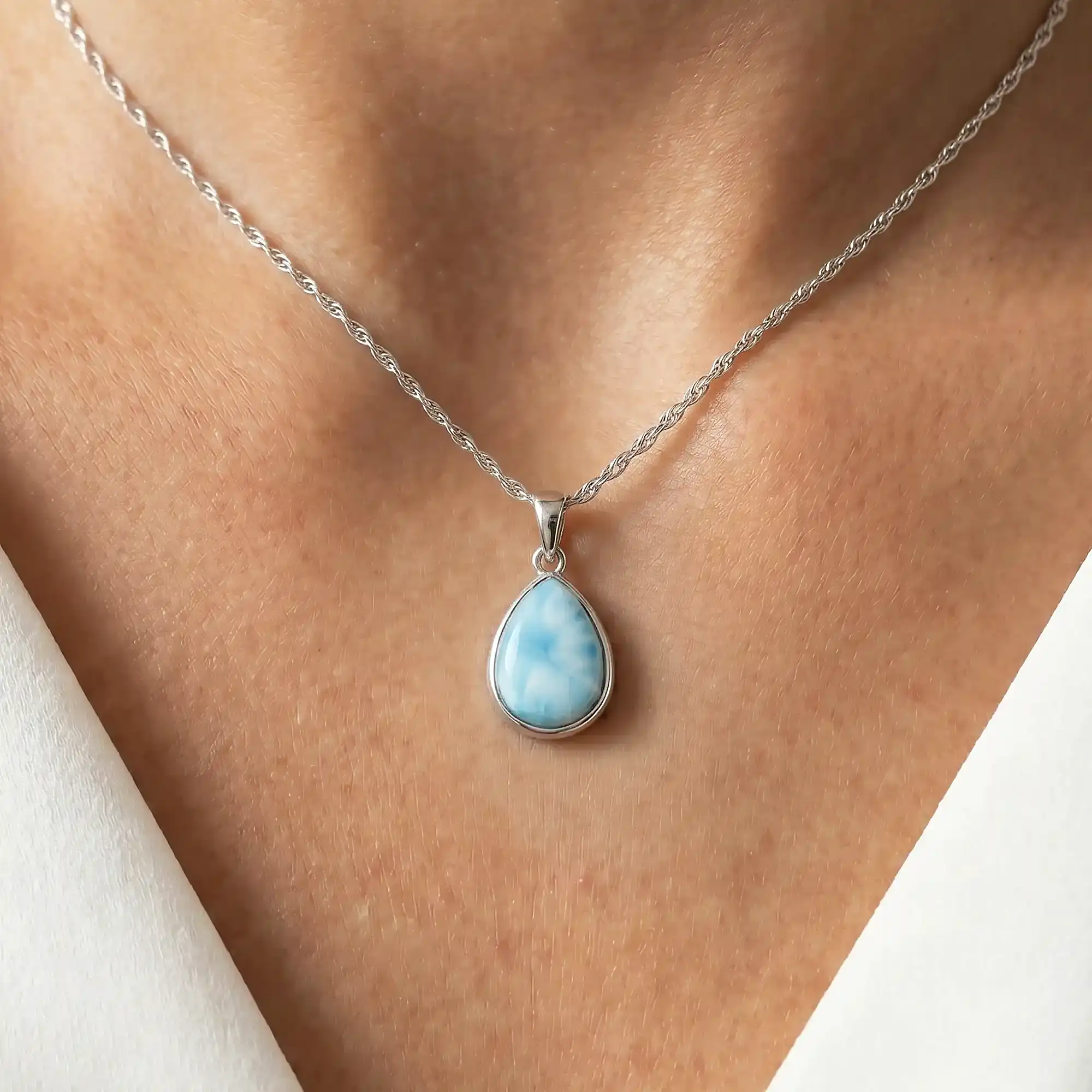 PEAR LARIMAR PENDANT