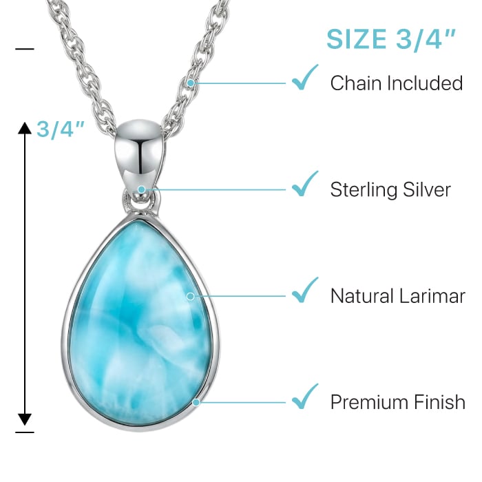 Larimar pendant necklace Pear