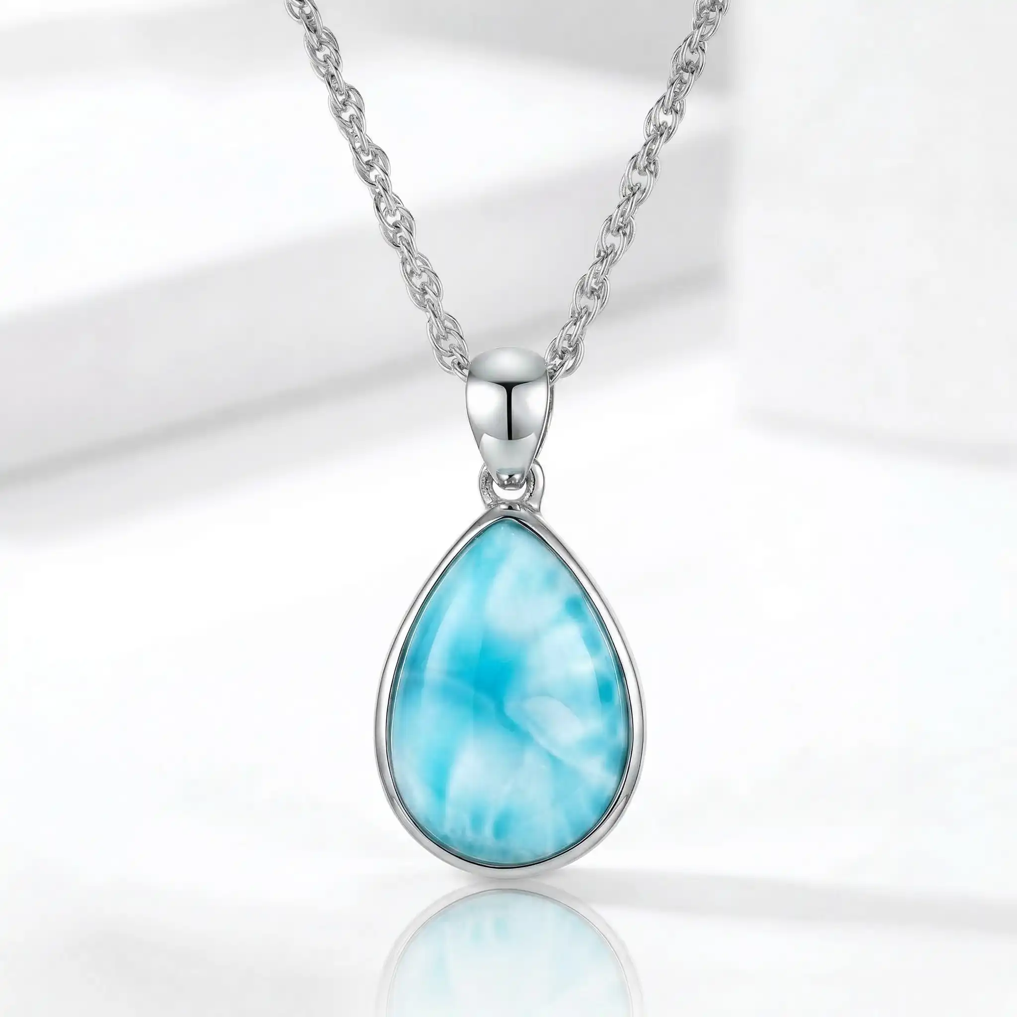 Larimar pendant necklace Pear