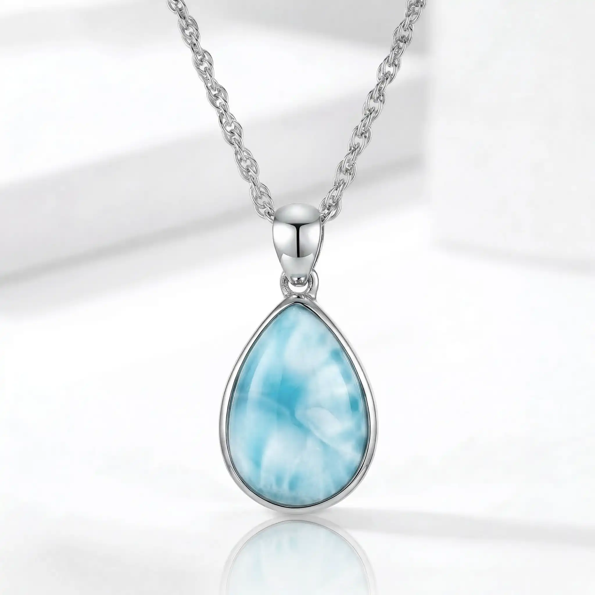 Larimar pendant necklace Pear