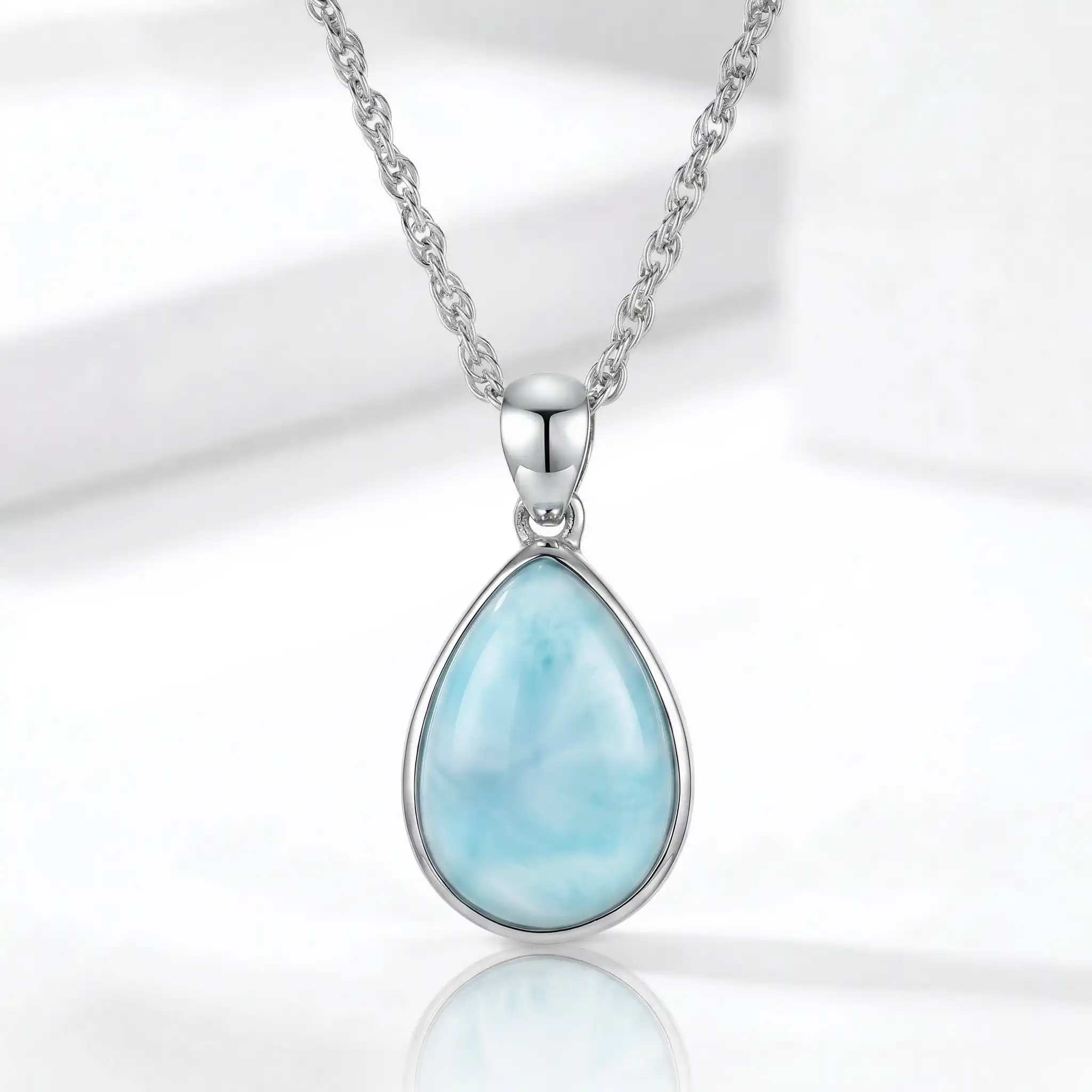 Larimar pendant necklace Pear