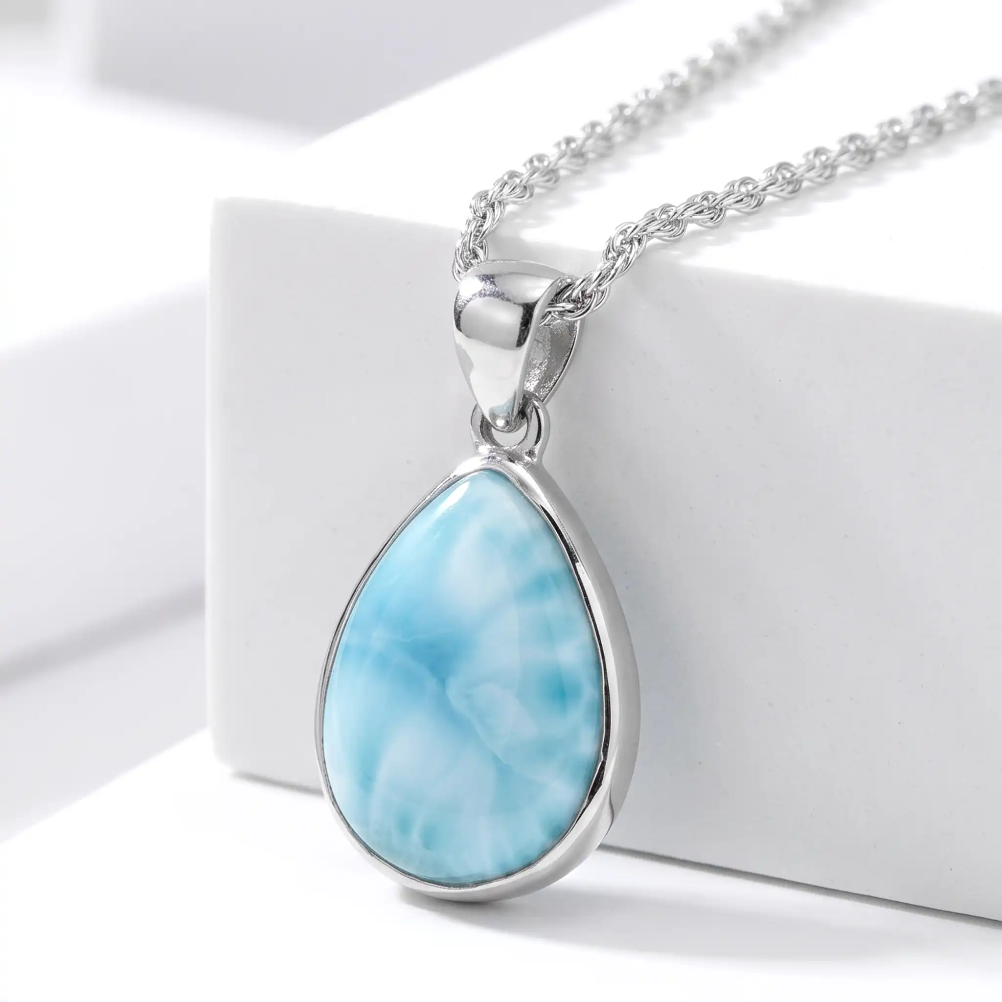 Larimar pendant necklace Pear
