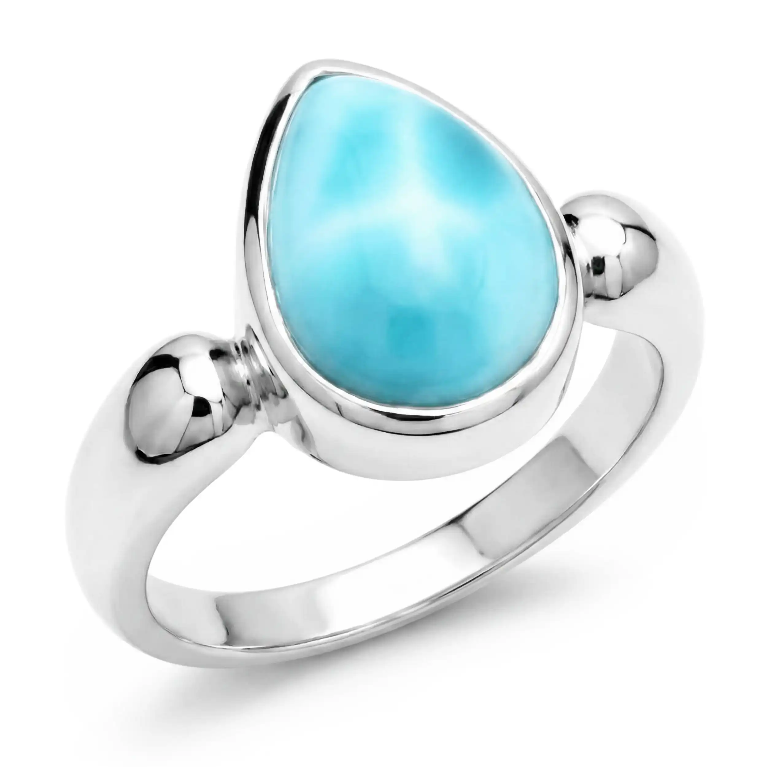 Larimar Pear Sterling Silver Ring
