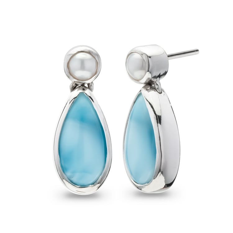 Pearl and Larimar Earrings