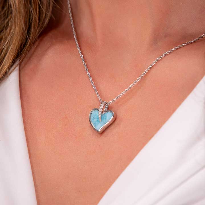 Blue Heart Necklace with Larimar