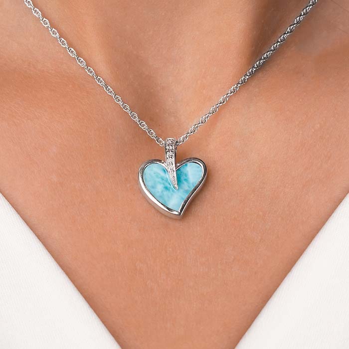 Blue Heart Necklace in sterling silver
