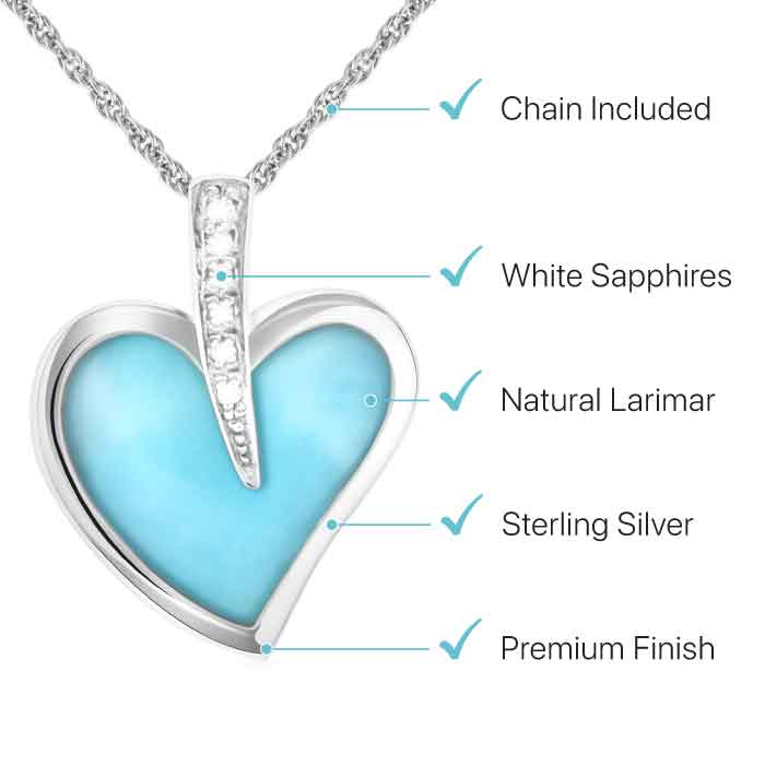 Blue Heart Necklace in sterling silver