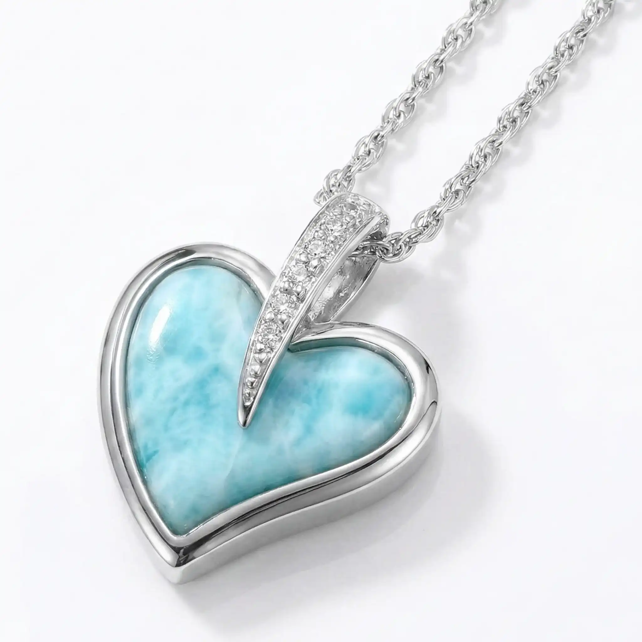 Blue Heart Necklace in sterling silver
