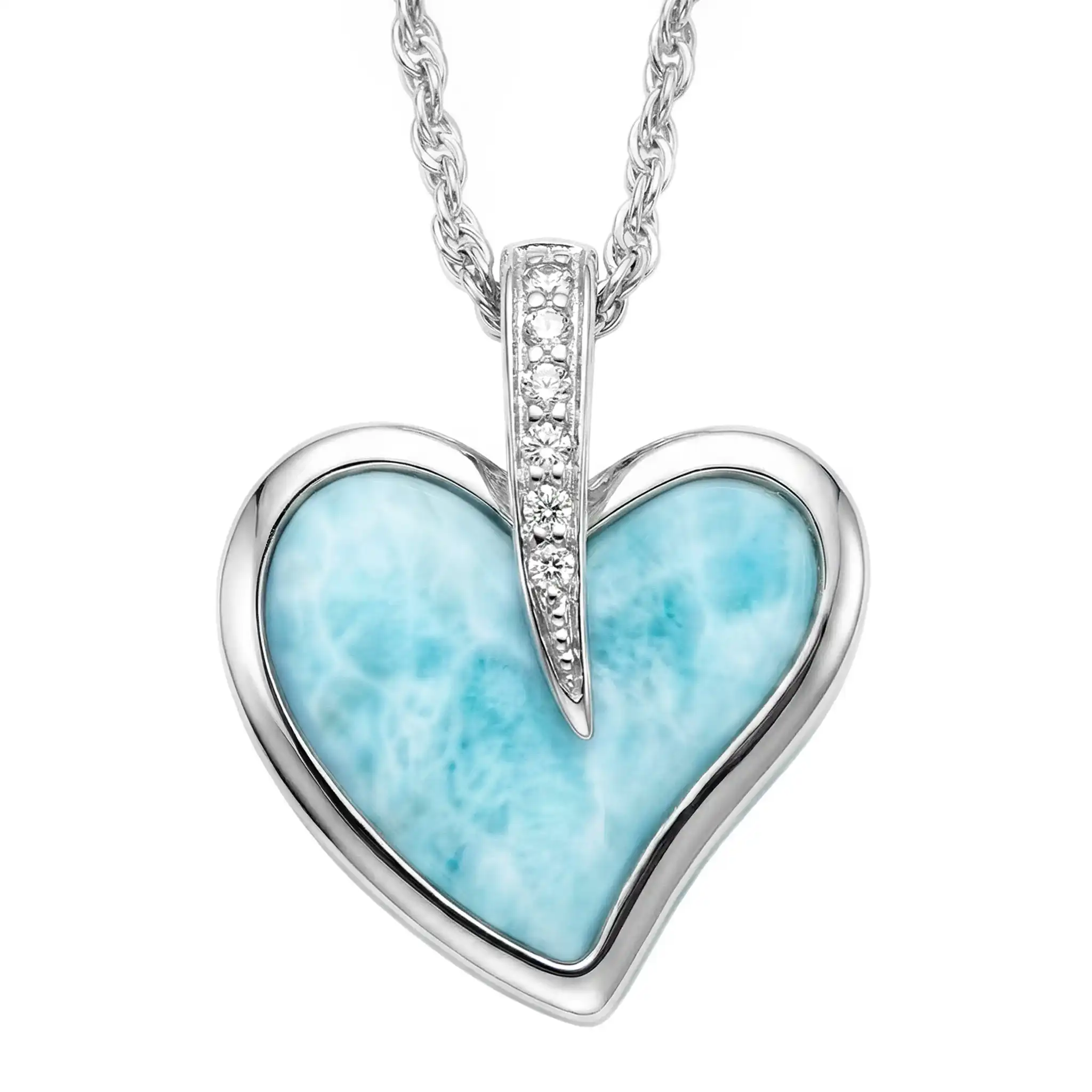 Blue Heart Necklace in sterling silver