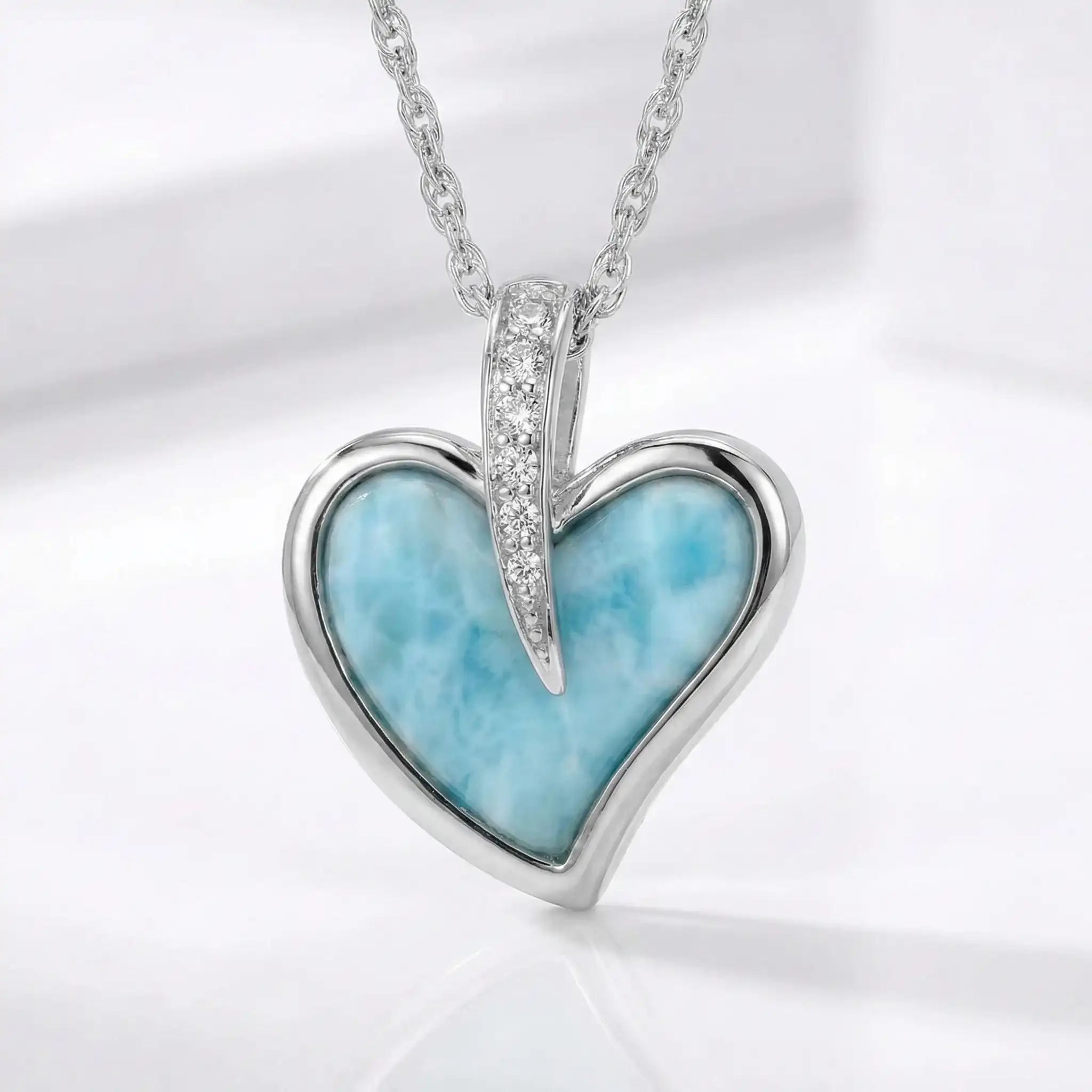 Larimar Pezullio Heart Sterling Silver Necklace Marahlago