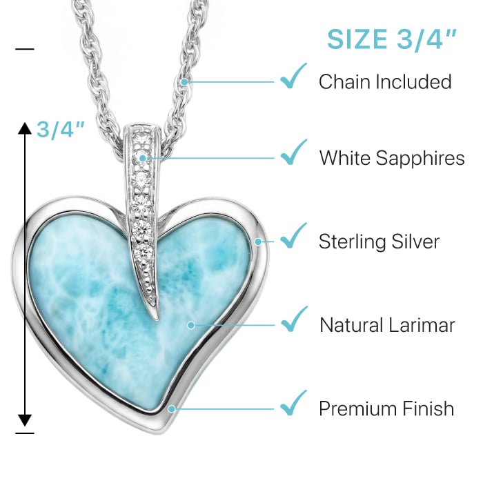Larimar Pezullio Heart Sterling Silver Necklace Marahlago