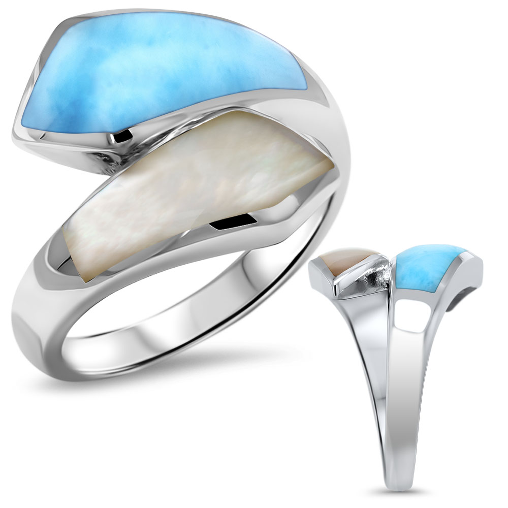 Larimar and silver Mother of Pearl
