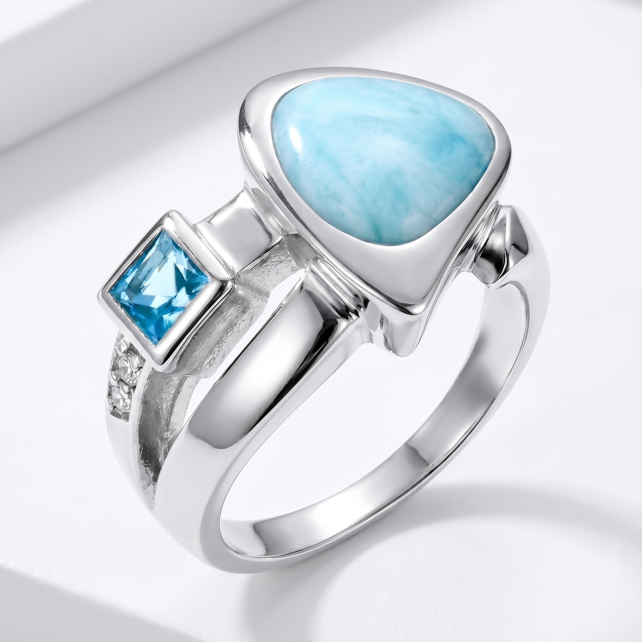 Larimar Curva Sterling Silver Ring