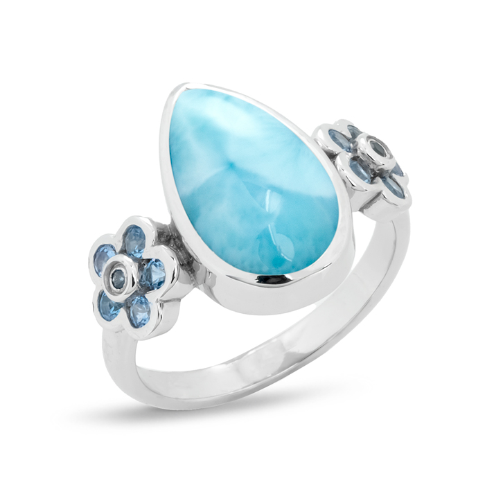 Larimar and Blue Topaz holiday ring