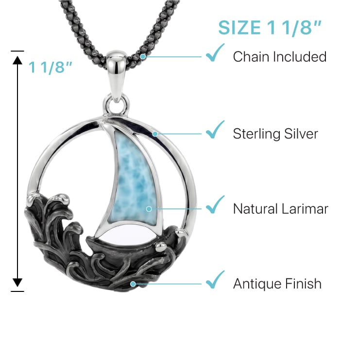 Sailboat Necklace in sterling silver by Marahlago larimar