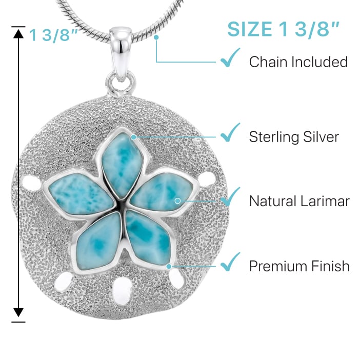 Sand Dollar Necklace with Larimar By Marahlago 