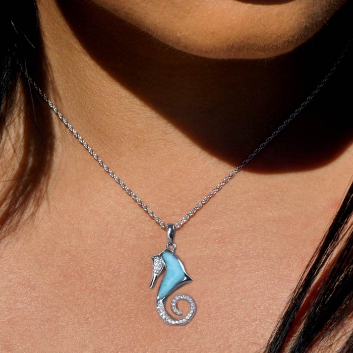 marahlago larimar Sapphire Seahorse Necklace jewelry
