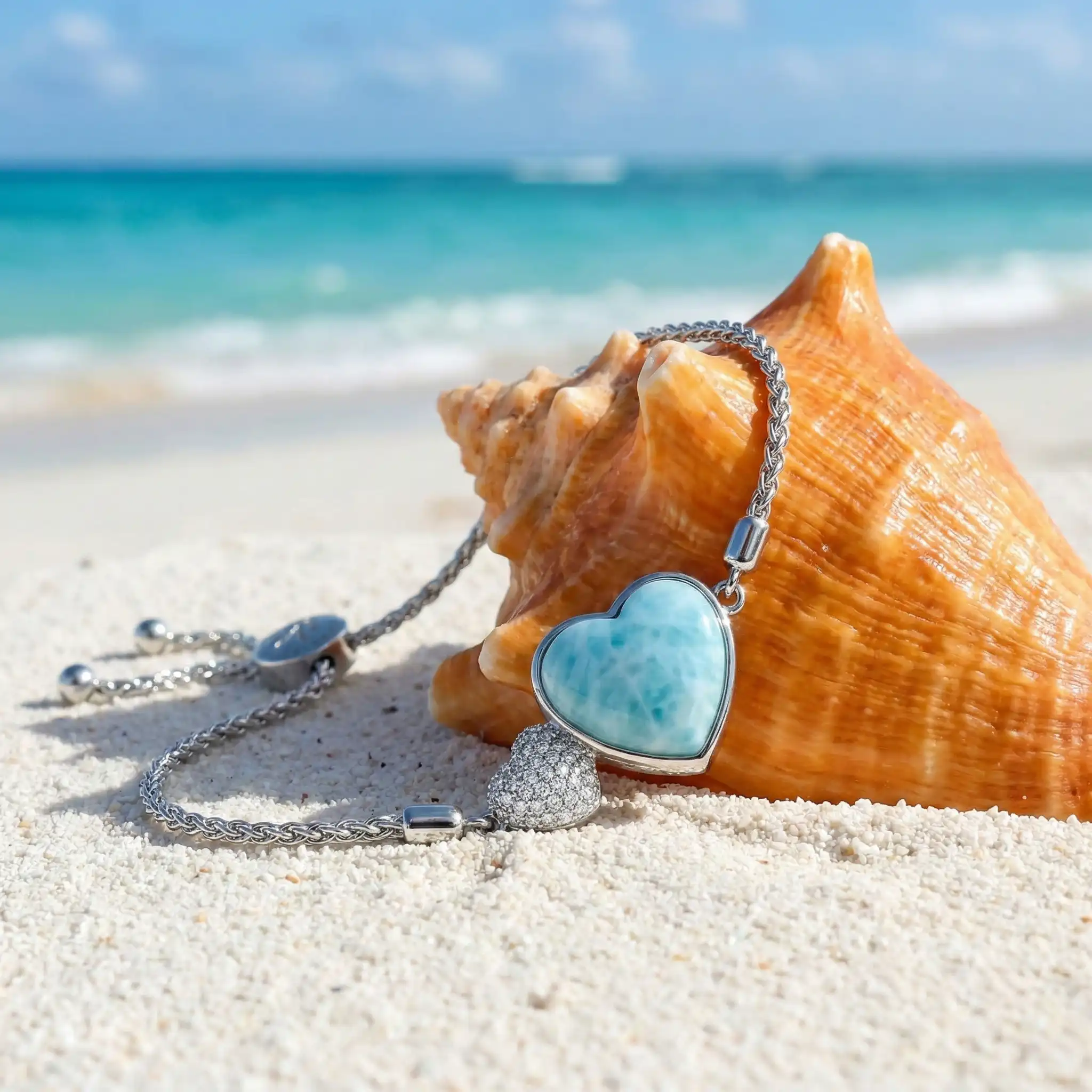 Heart Bracelet in Sterling silver with sapphire by Marahlago