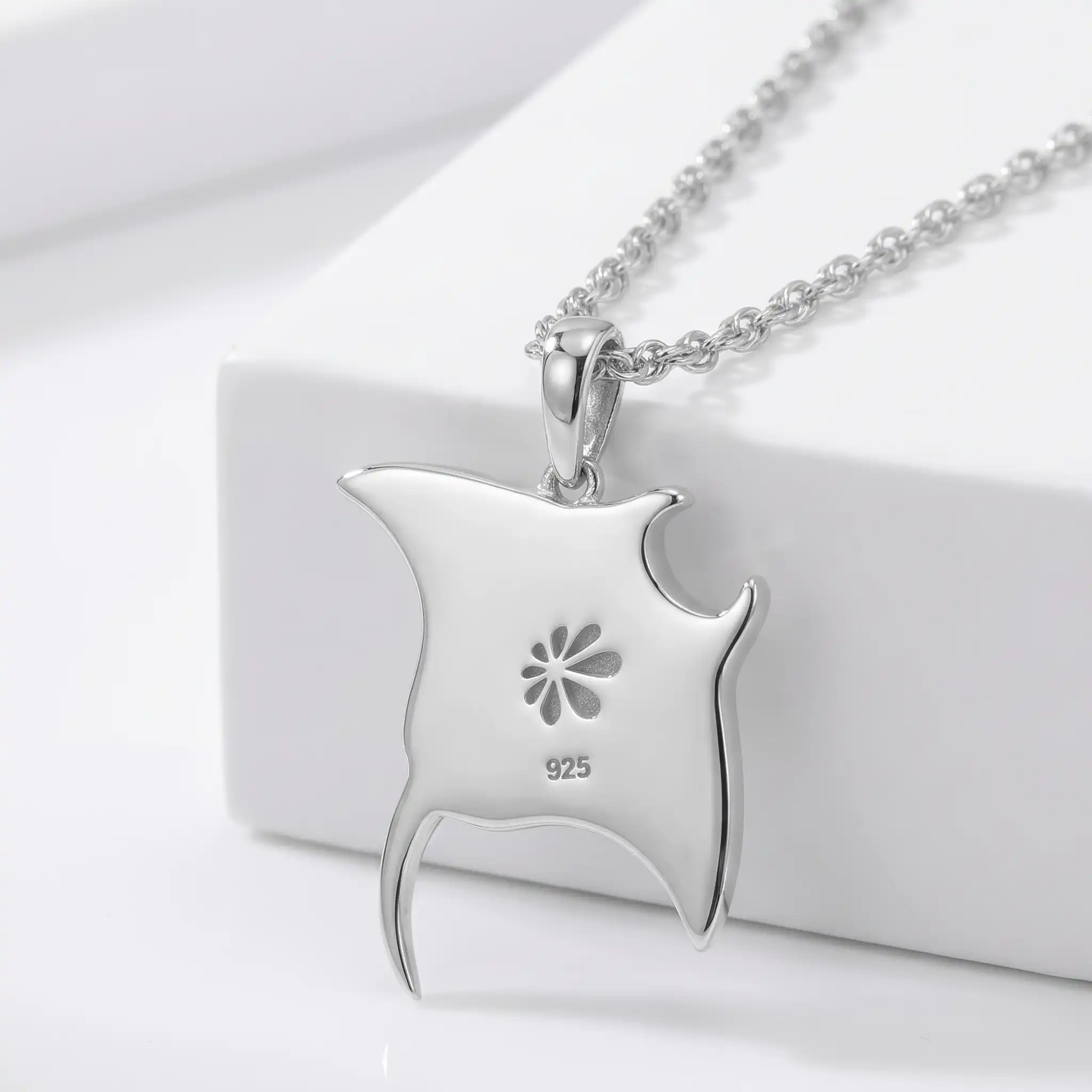 Manta Ray Necklace in sterling silver with larimar stone by Marahlago