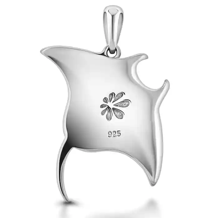 Manta Ray Necklace in sterling silver with larimar stone by Marahlago