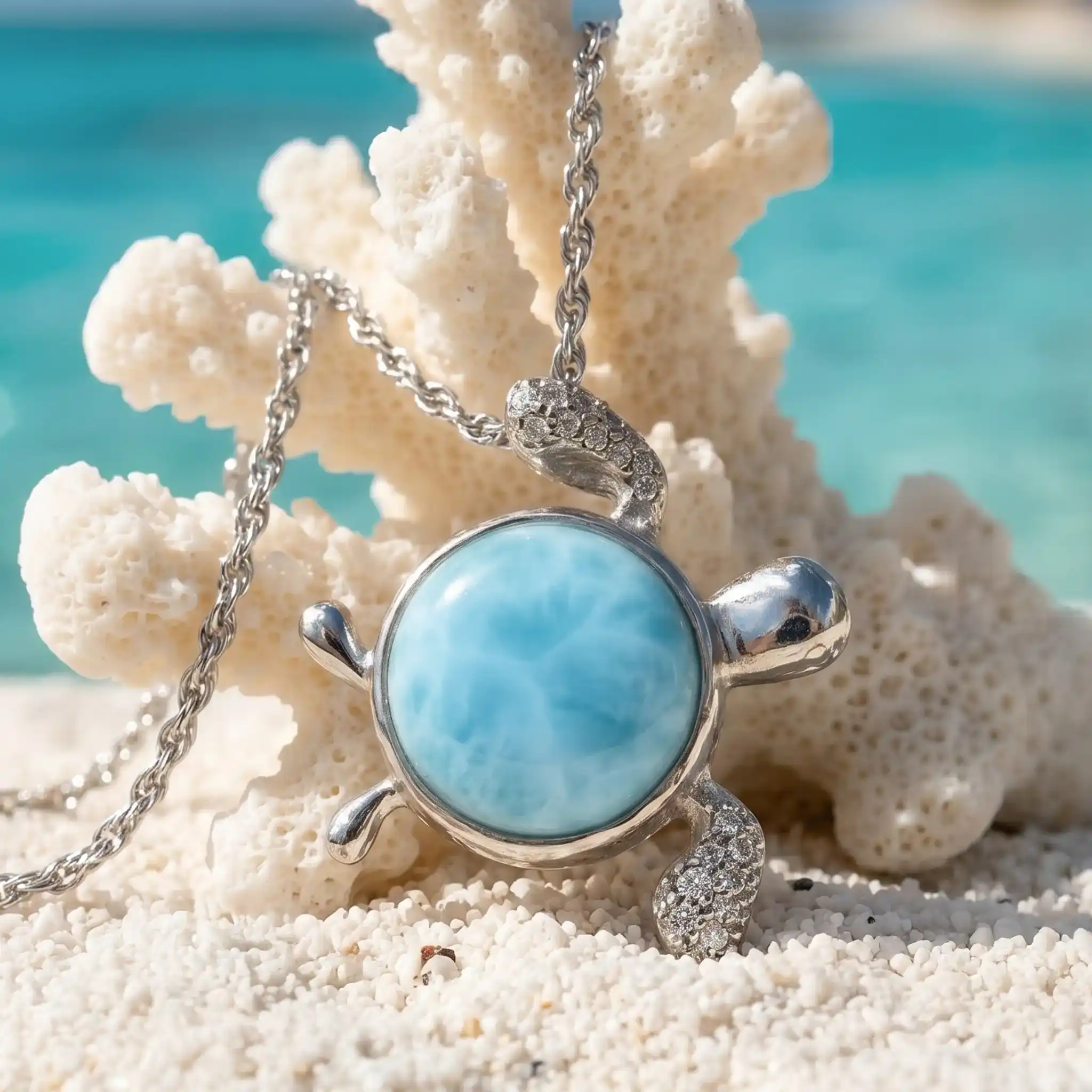 Sea Turtle Necklace on Model
