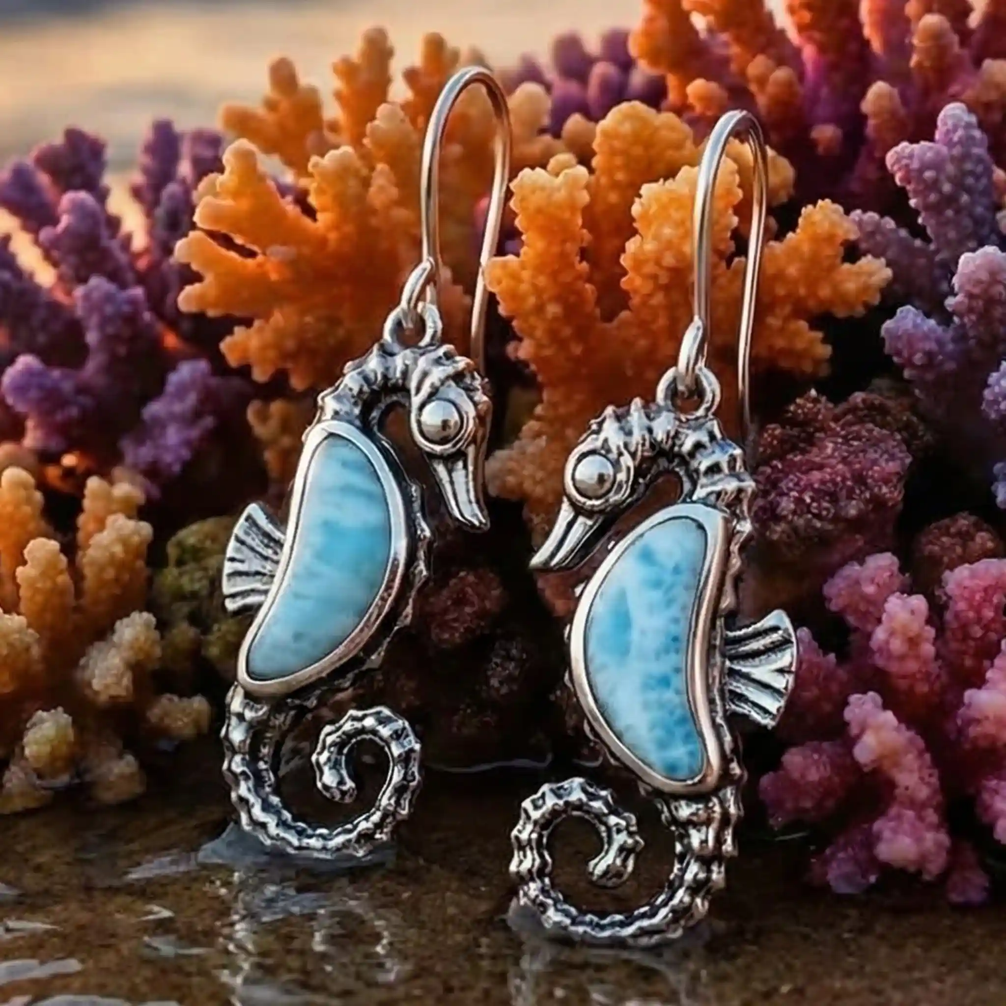 Seahorse Earrings in Sterling Silver 