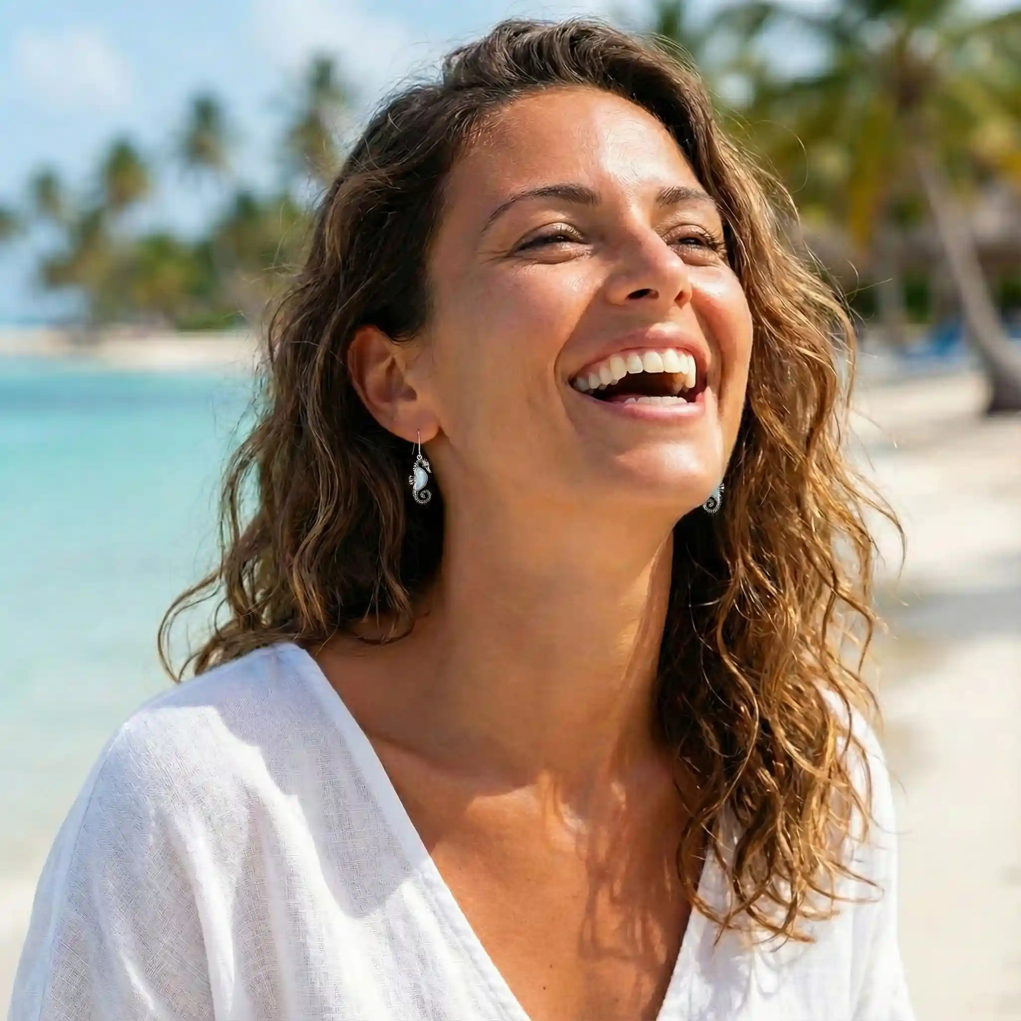 Seahorse Earrings in Sterling Silver by Marahlago Larimar