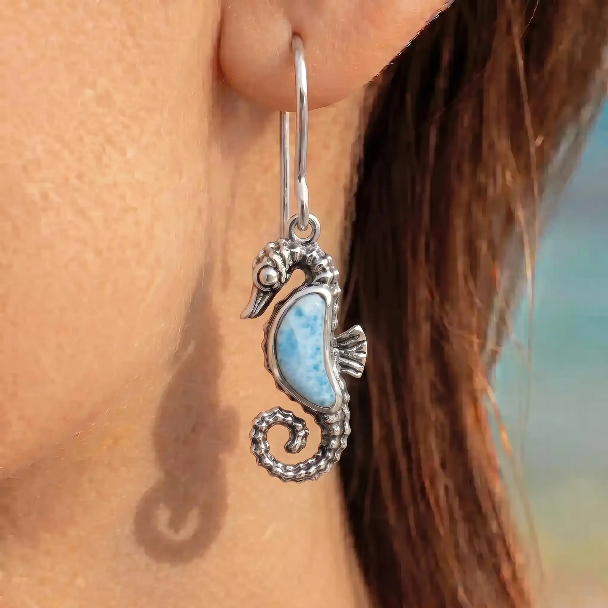 Seahorse Earrings in Sterling Silver 