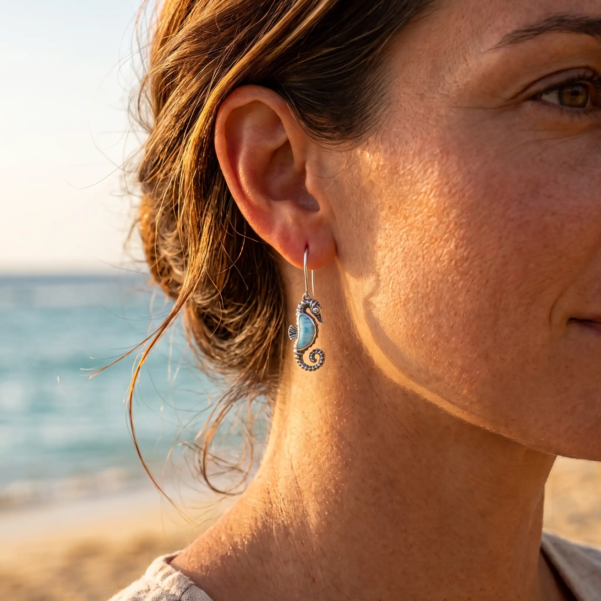 Seahorse Earrings in Sterling Silver 
