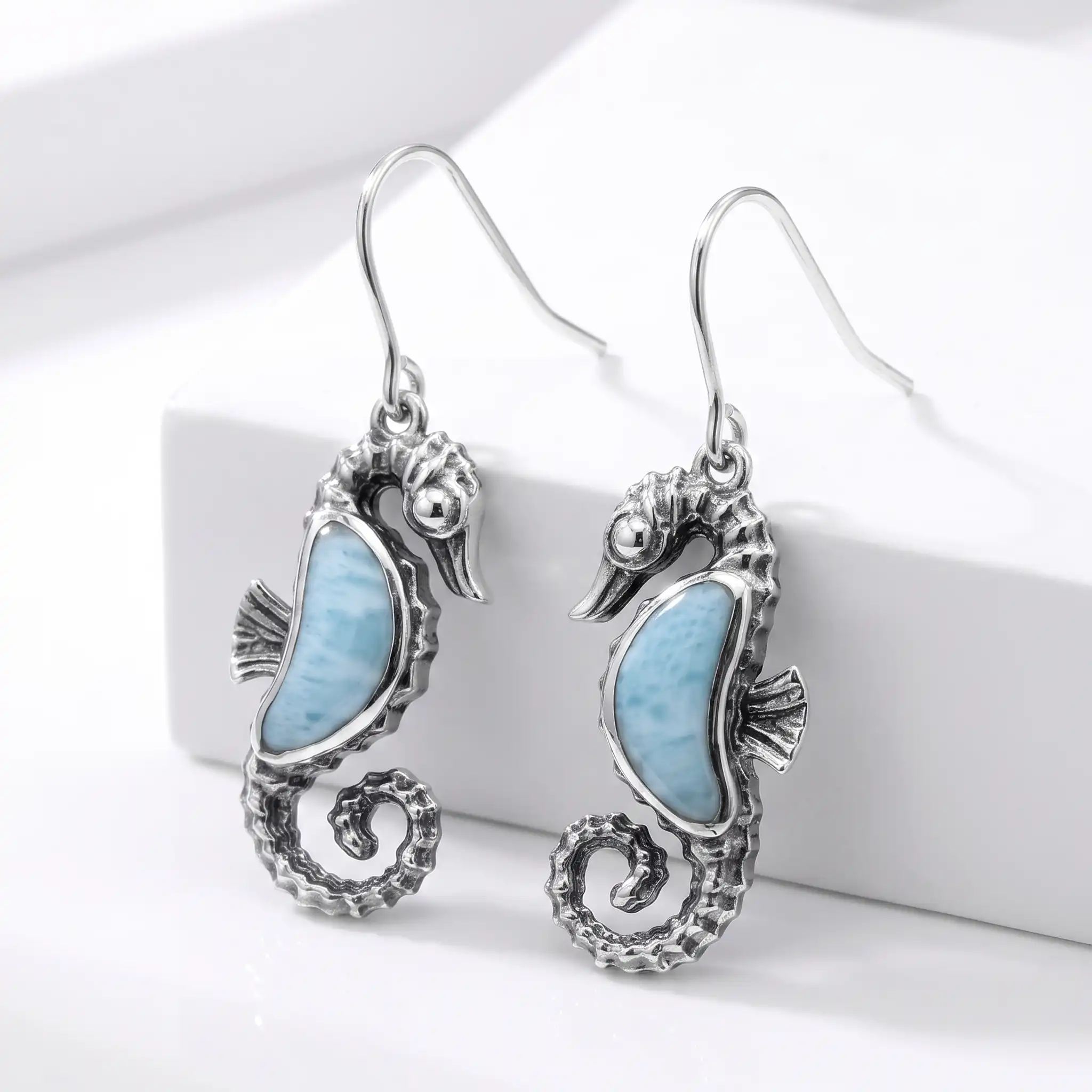 Seahorse Earrings in Sterling Silver 