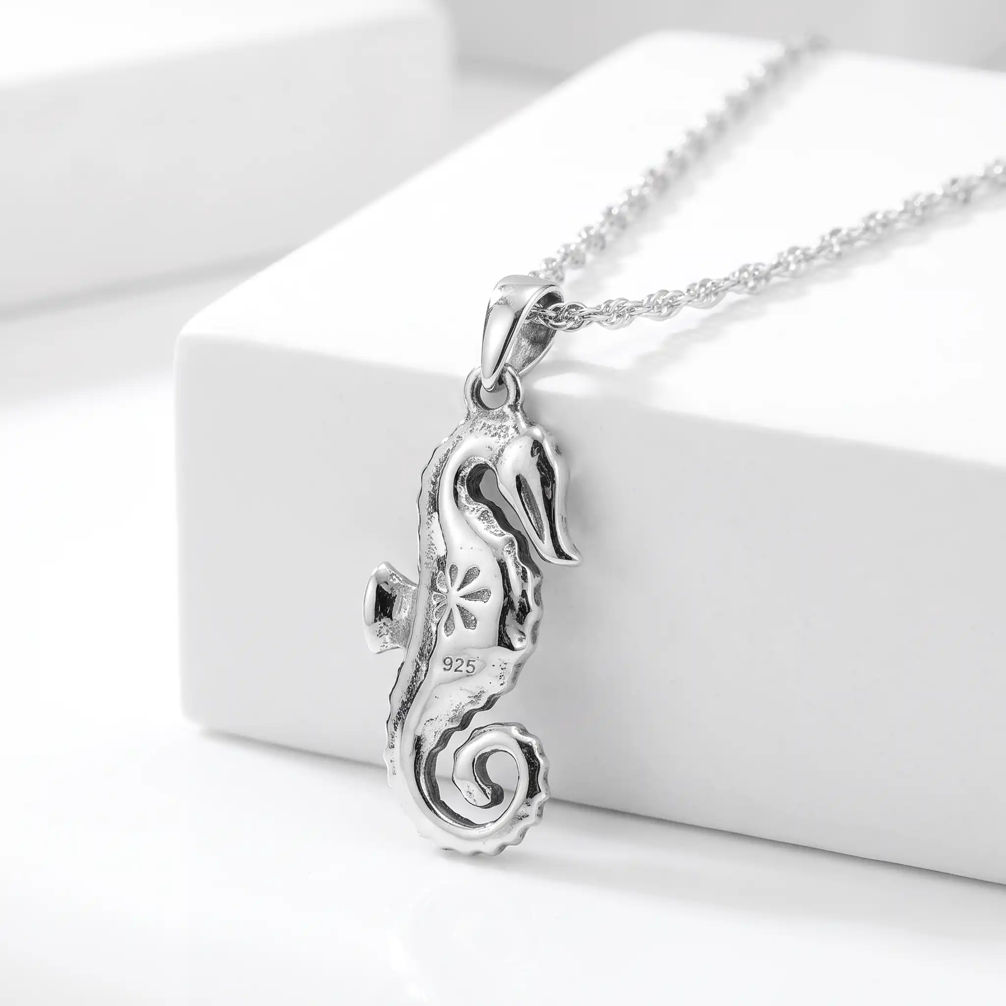 Seahorse Necklace in sterling silver by Marahlago larimar