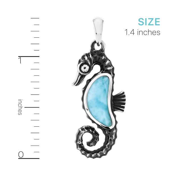 Seahorse Necklace in sterling silver by Marahlago larimar